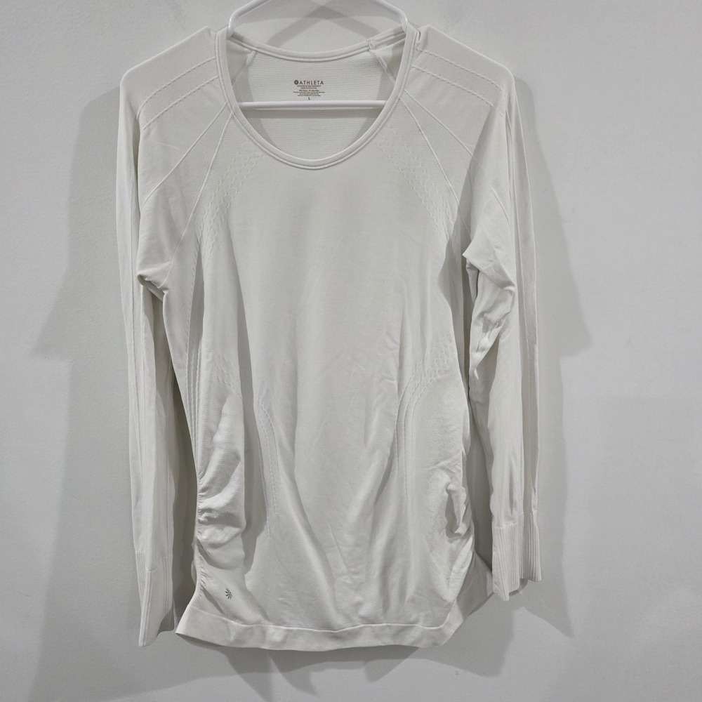 Athleta Womens Ruched Top Size Large White Athletic Active Wear